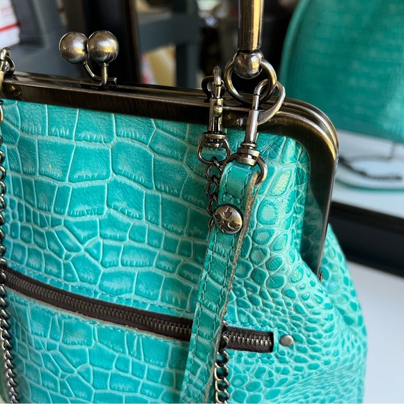 Patricia Nash Laureana Leather Kiss-lock Hand/Crossbody Bag With Chain P823311 - Picture 5 of 16